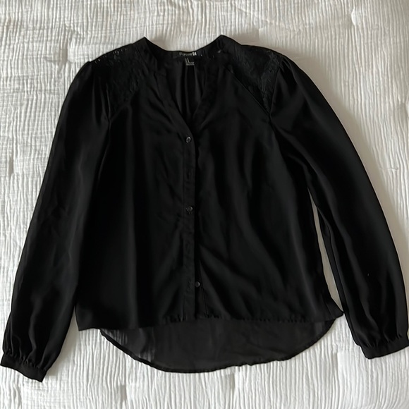 Black sheer long sleeved shirt - Picture 1 of 6